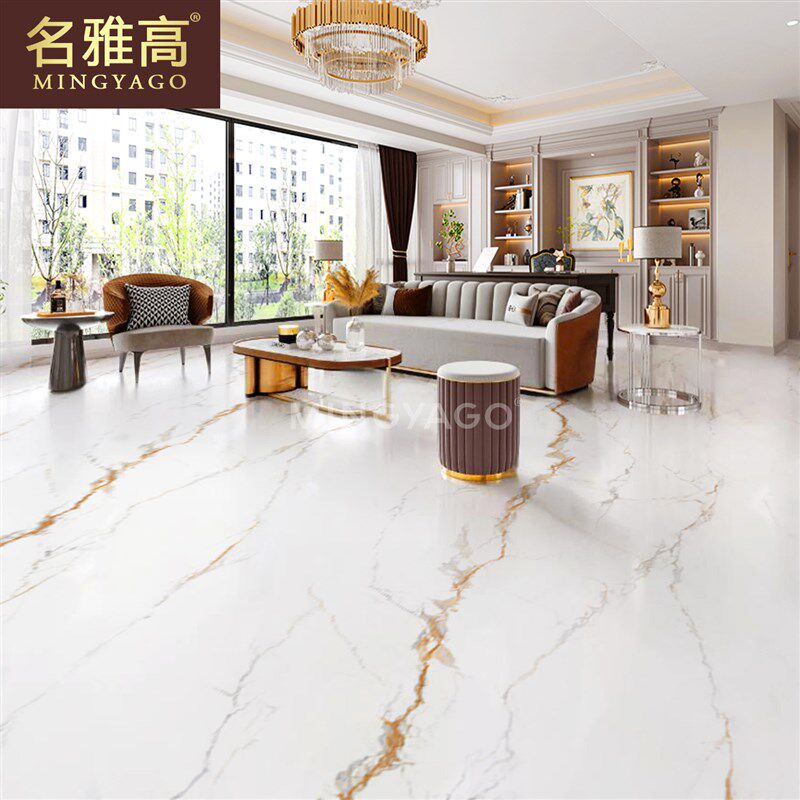 法式轻奢风高级感客厅连纹柔光鱼肚金大理石瓷砖750x1500哑光地砖