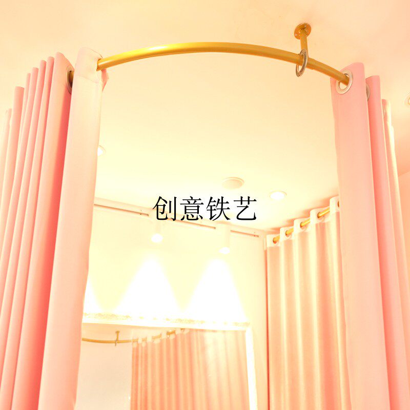 服装店婚纱吊架简易试衣间U形杆墙角更衣室换衣间铁艺轨道滑轨