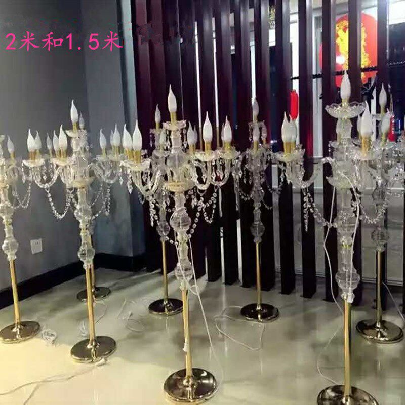 新款婚庆道具5头6头亚克力水晶灯路引欧式婚礼T台布置装饰