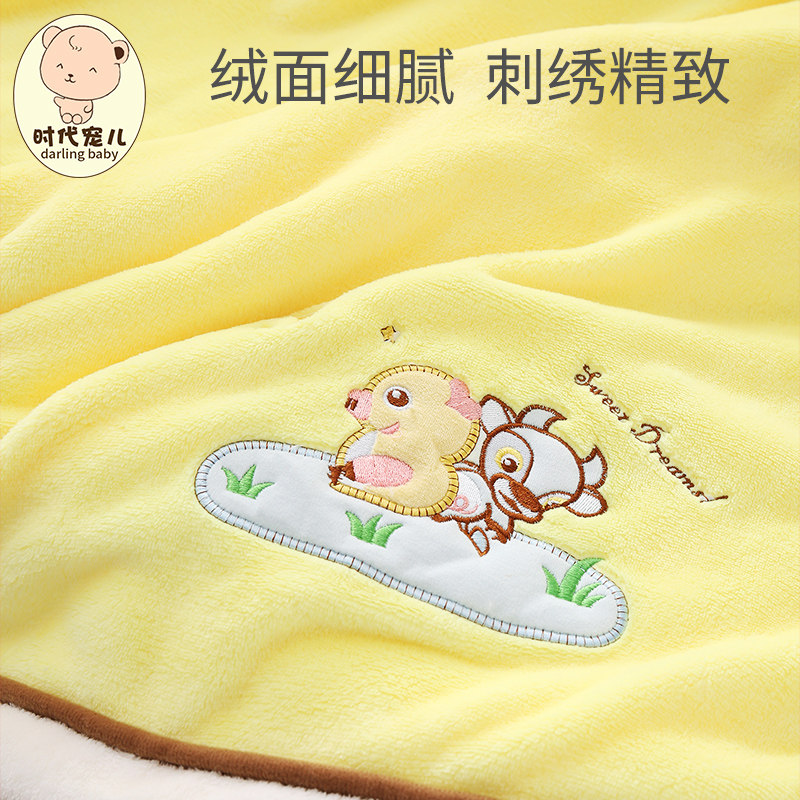 婴儿毛毯小被子新生儿童绒毯秋冬季双层加厚款初生宝宝盖毯夏季