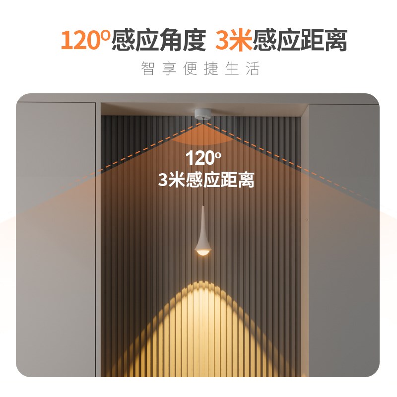 人体感应小吊灯单头入户门玄关水滴长线灯卧室床头小山丘气氛灯图片