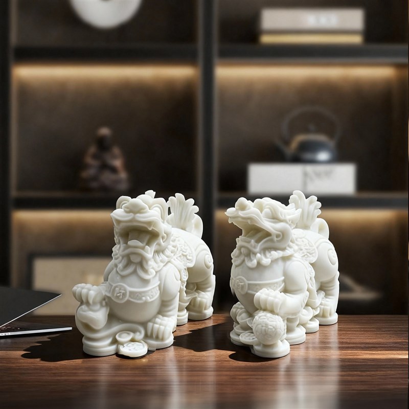 貔貅招财镇宅摆件汉白玉石雕一对汽车吸旺财客厅门口家里公母皮丘