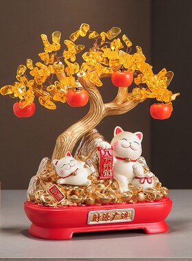 招财猫摆件玄关店铺前台招财进宝财源广进聚宝盆乔迁开业礼品礼物