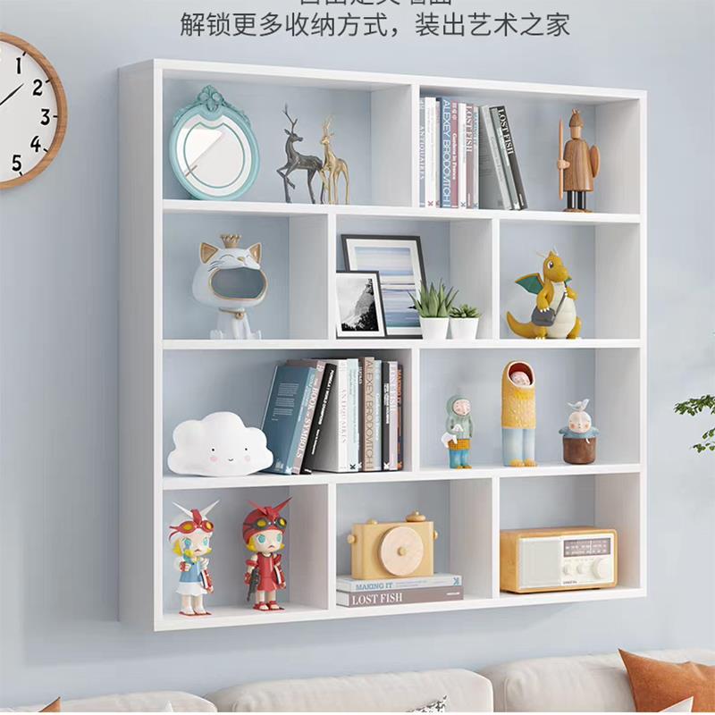 实木书架墙上置物架壁挂收纳一体挂墙书柜墙面背景柜子壁挂式吊柜