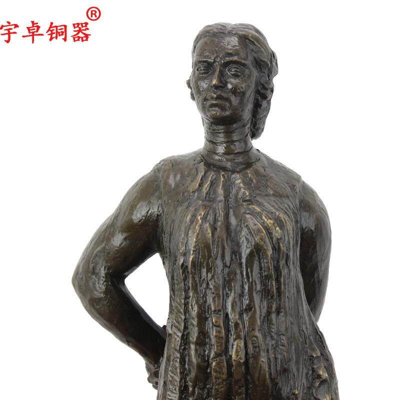 宇卓铜器 纯铜人物舞球老头老人欧式 休闲妇人黄铜雕塑工艺品摆件