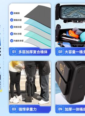 鱼箱装鱼桶加厚鱼护桶钓鱼桶一体成型多功能大号活鱼桶折叠渔具包