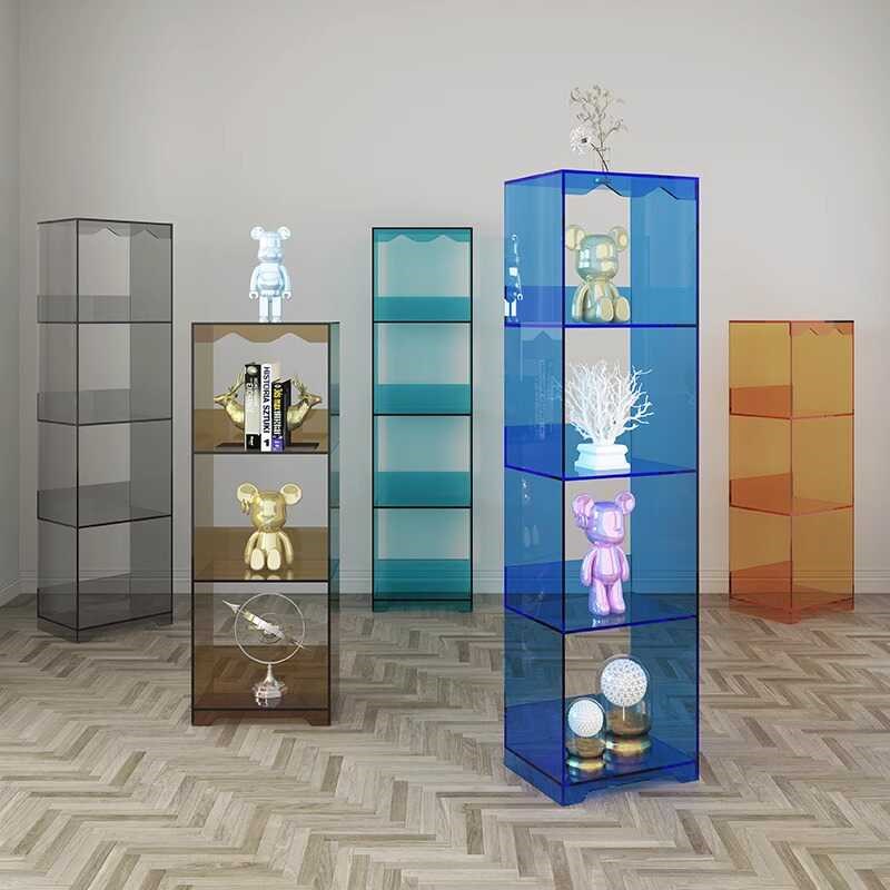 亚克力置物架透明展示柜手办收纳盒家用客厅落地多层陈列储物架子