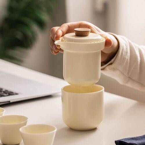 便携式旅行茶具小套装户外一壶三杯露营随身陶瓷功夫泡茶壶快客杯