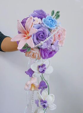 手工编织diy新娘手捧花束材料包手织毛线花送闺蜜女友领证花礼物