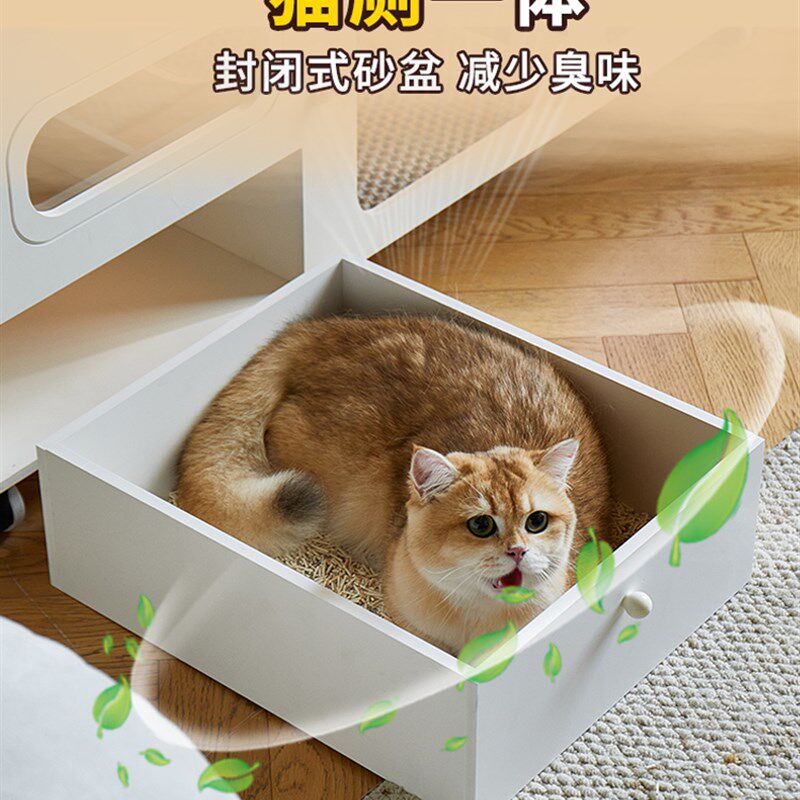 猫别墅带厕所一体室内家用猫窝四季通用猫笼子上下两层大空间猫柜