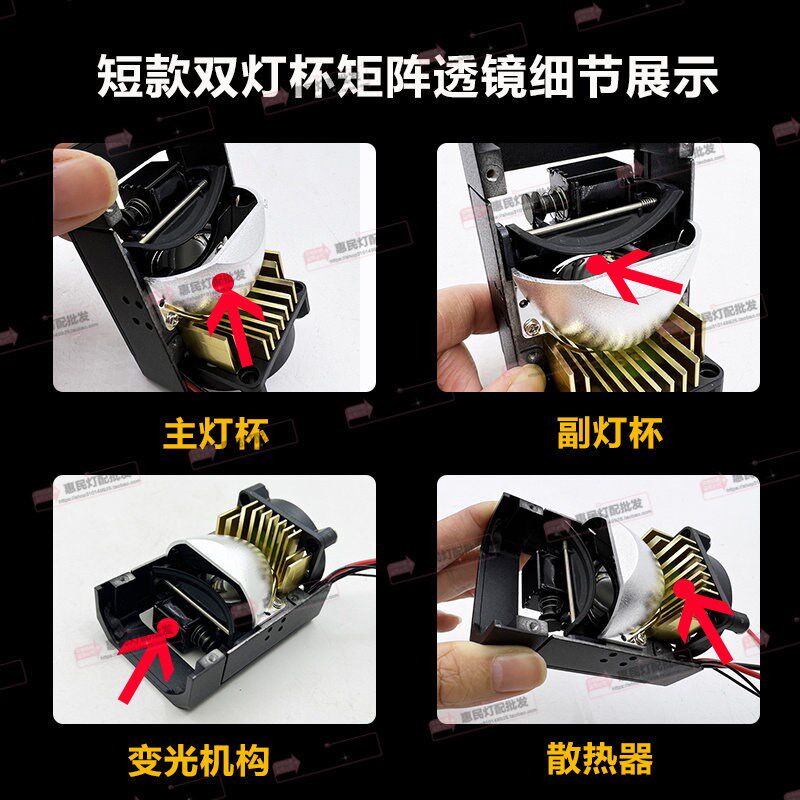 超短款1.8寸LED双光透镜矩阵模组大灯升级鱼眼汽车大灯改装高亮