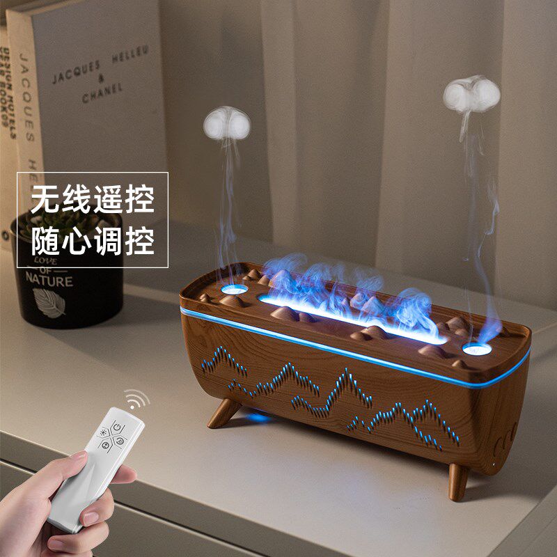 水母香薰机空气加湿器小型家用卧室桌面静音宿舍彷真火焰氛围礼物