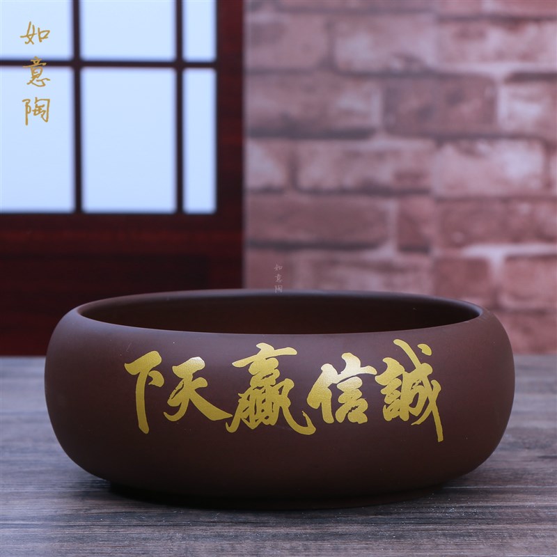 紫砂烟灰缸创意个性复古中式典雅无夹烟孔家用客厅办公室潮流烟缸