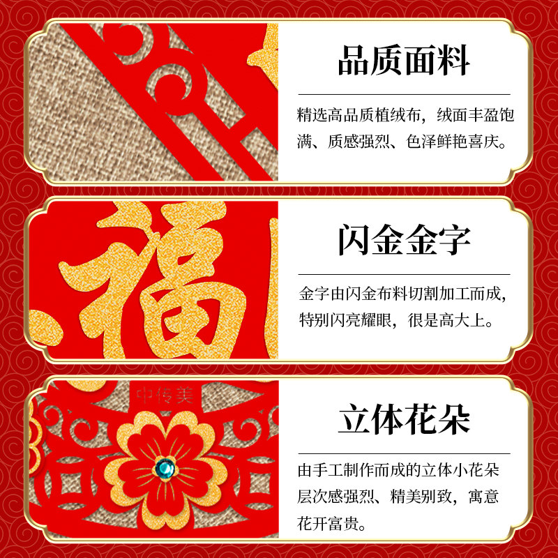 2026高档磁吸绒布门贴新居入户门布置乔迁进宅大吉镂空小对联装饰