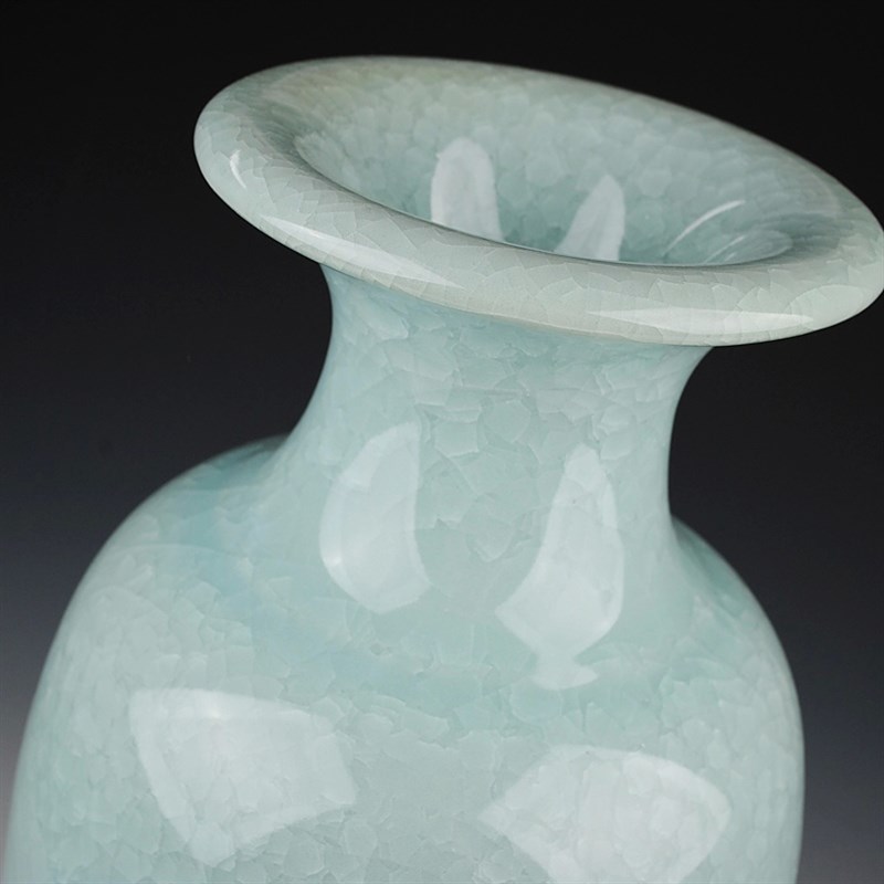 景德镇陶瓷器 仿古钧瓷裂纹釉冰片花瓶 现代客厅家居装饰品摆件