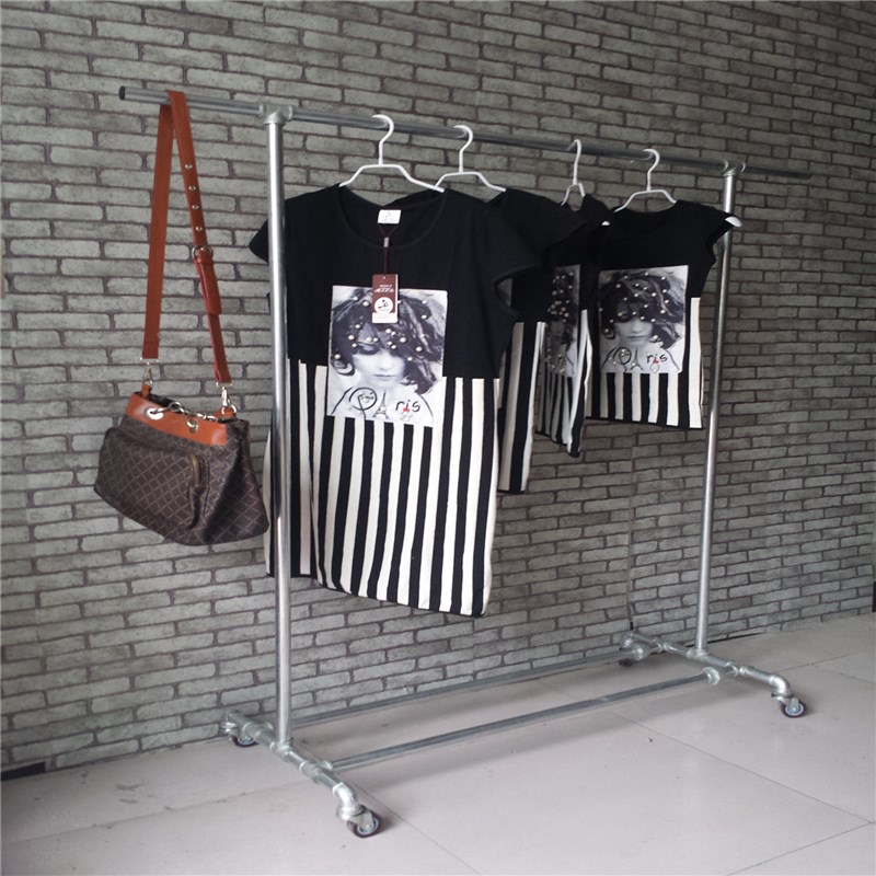 服装展示架龙门复古单杠双杠夜市落地镀锌水管摆摊简易晾衣架包邮