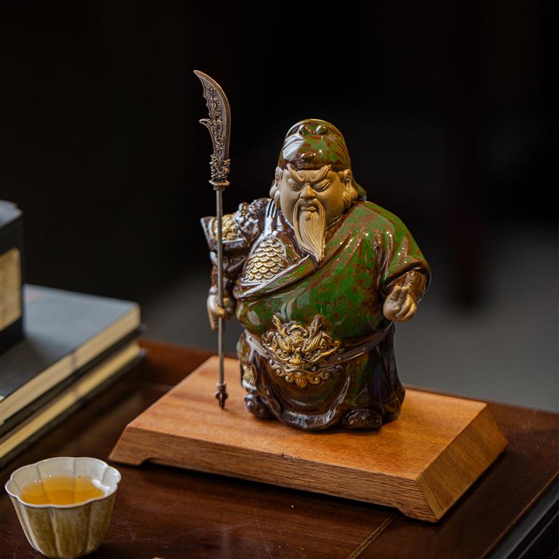 陶瓷关公摆件武财神关羽像新中式家居客厅玄关招财装饰工艺品礼品