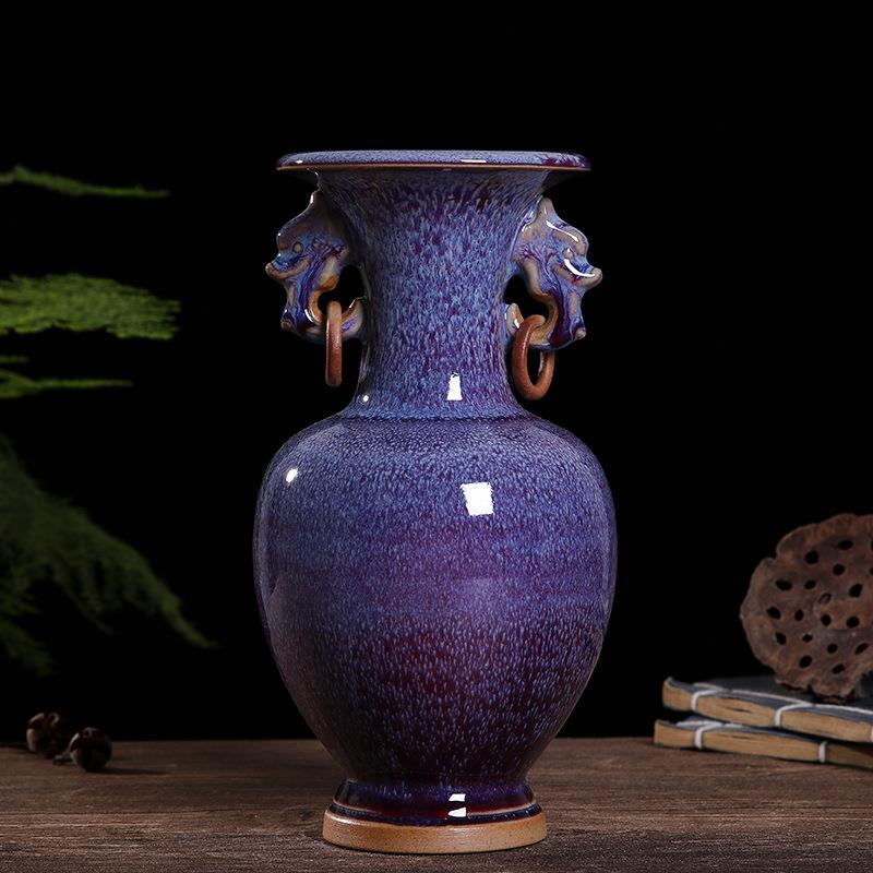 仿古陶瓷花瓶摆件客厅插花钧瓷小花瓶家居饰品客厅电视柜品