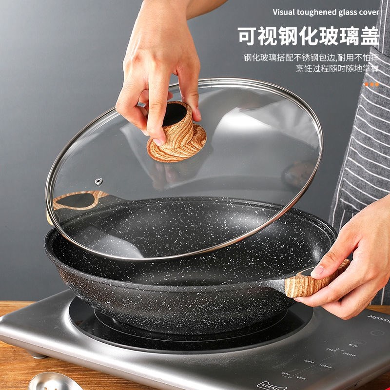 麦饭石双耳复底炒锅铝合金干锅不粘鱼头锅醉鹅商用汤锅电磁炉焖锅