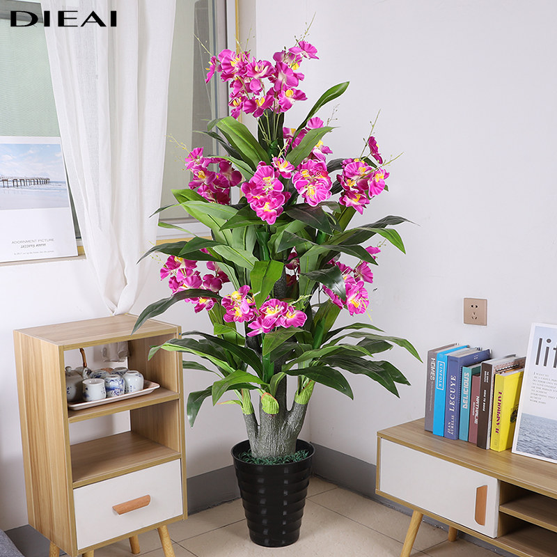 假花仿真花办公室内客厅装饰大型落地塑料植物盆景兰花跳舞兰假花
