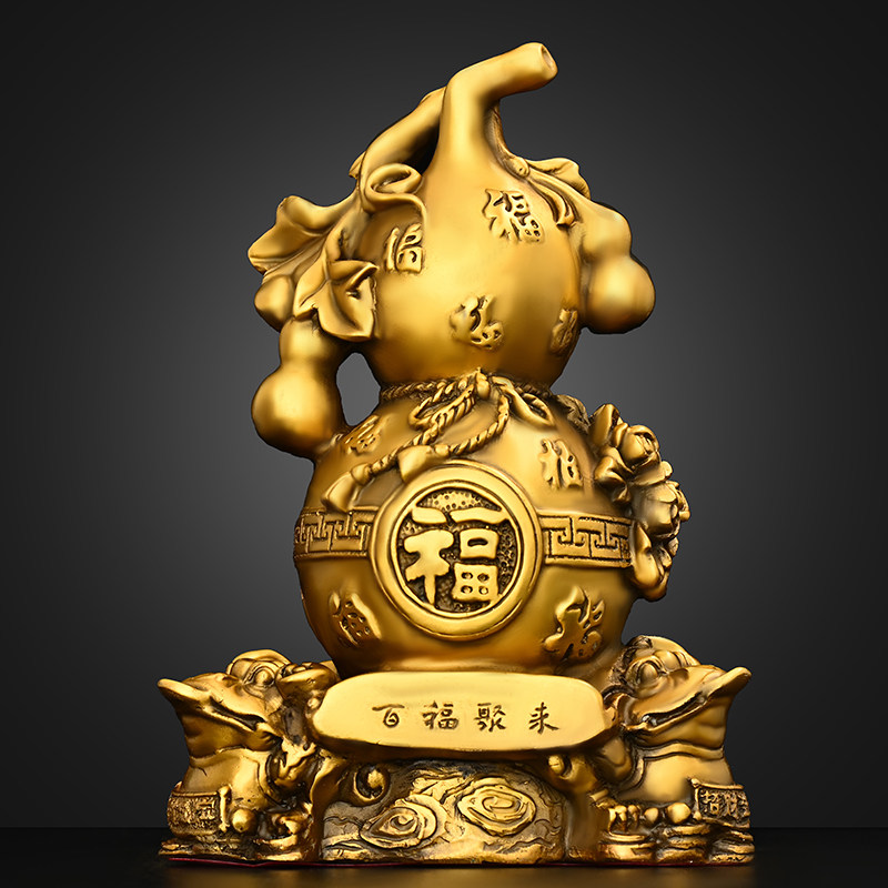 铜葫芦摆件纯铜金蟾百福葫芦百福聚来福禄葫芦客厅玄关店铺装饰品
