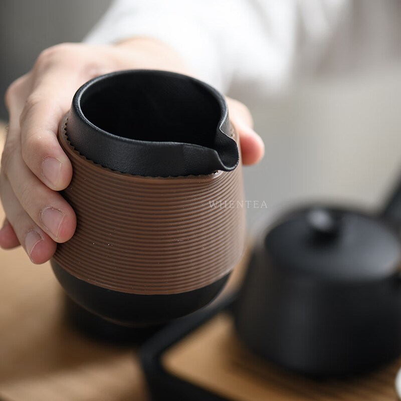 闻说黑砂粗陶公道杯 简约禅意陶瓷防烫手分茶器匀杯茶海功夫茶具