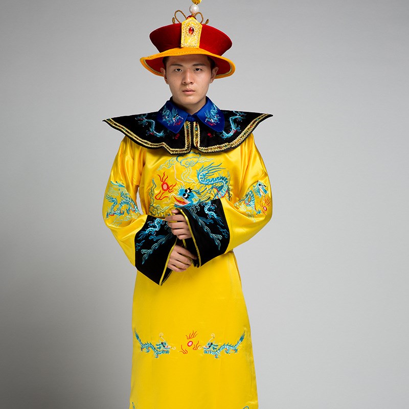 龙袍皇帝服装古装cos古代清朝服装明朝汉服绣龙黄上男装