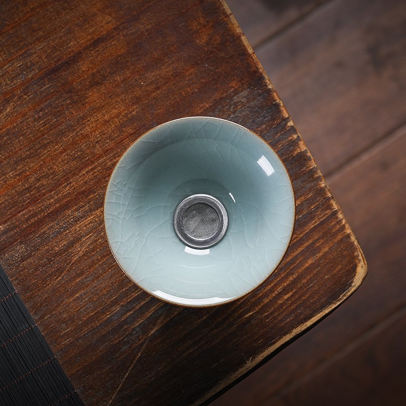 青瓷茶漏陶瓷茶滤创意茶叶过滤网茶水分离茶隔滤茶器漏斗茶道配件