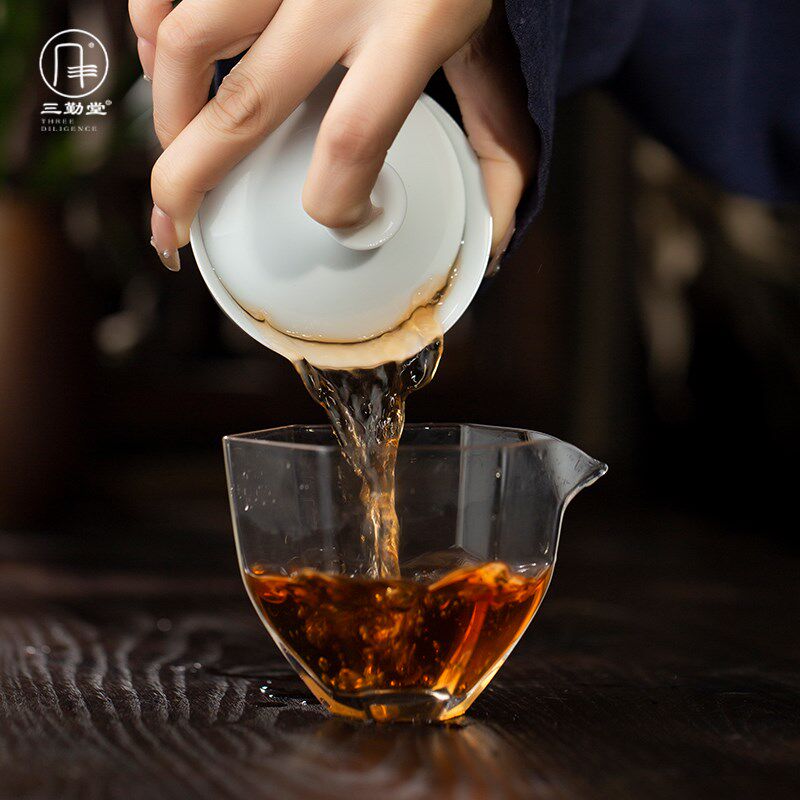 三勤堂薄胎白瓷茶具小二才盖碗单个家用功夫茶具泡普洱茶带盖茶杯