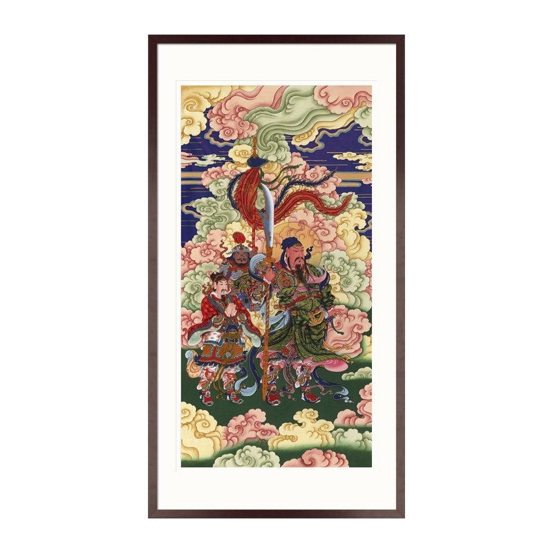 武财神关公关老爷伽蓝菩萨画像工笔人物玄关道场法会中式卷轴挂画