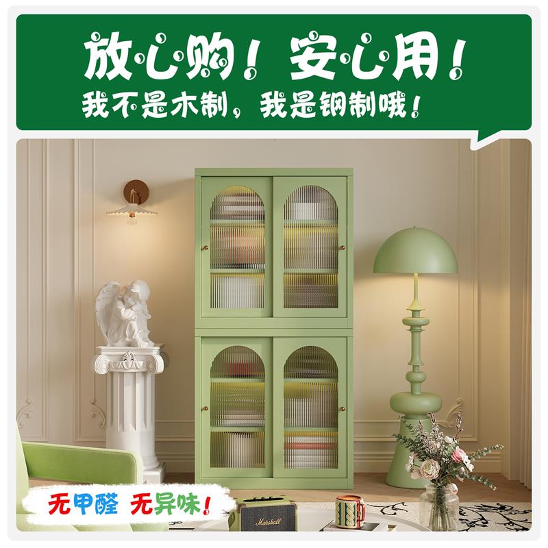 新款法式儿童书架绘本架落地书柜推拉门置物架宝宝玩具手办收纳柜