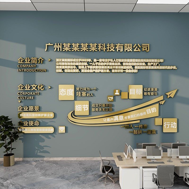 3d立体墙面装饰贴画字定制企业文化墙公司办公室励志语录标语墙贴