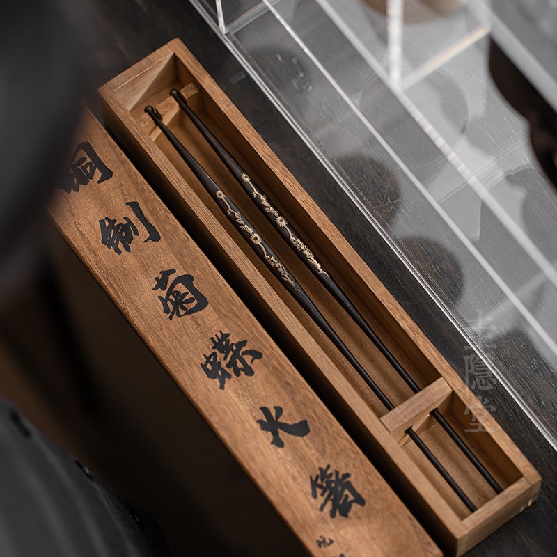 圭隐堂复古铜制火箸家用围炉煮茶配件碳筷夹碳器手工铜筷茶道零配