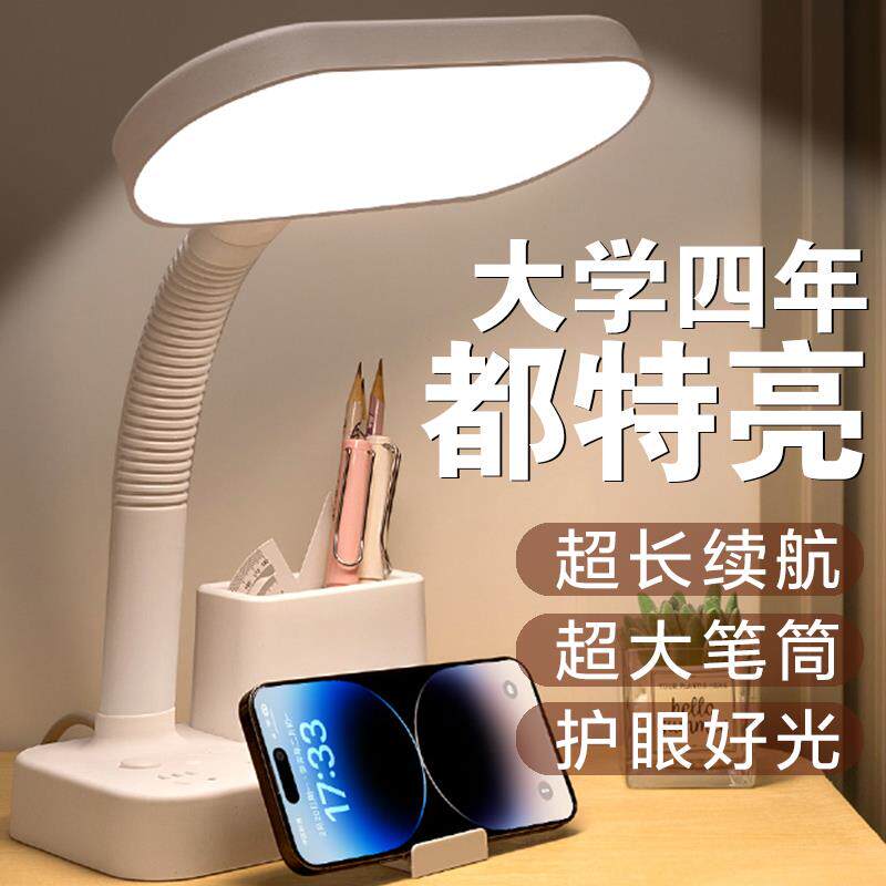 阅读台灯学习专用插电护眼灯书桌大学生宿舍儿童床头灯卧室带插座