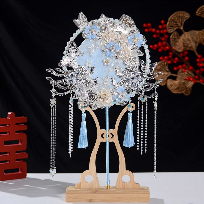 新娘团扇结婚中式秀禾服旗袍手持扇子手工DIY材料包重工婚礼喜扇