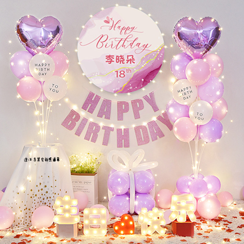 ins风男女宝宝儿童生日装饰18岁成年派对场景背景墙布置海报定制