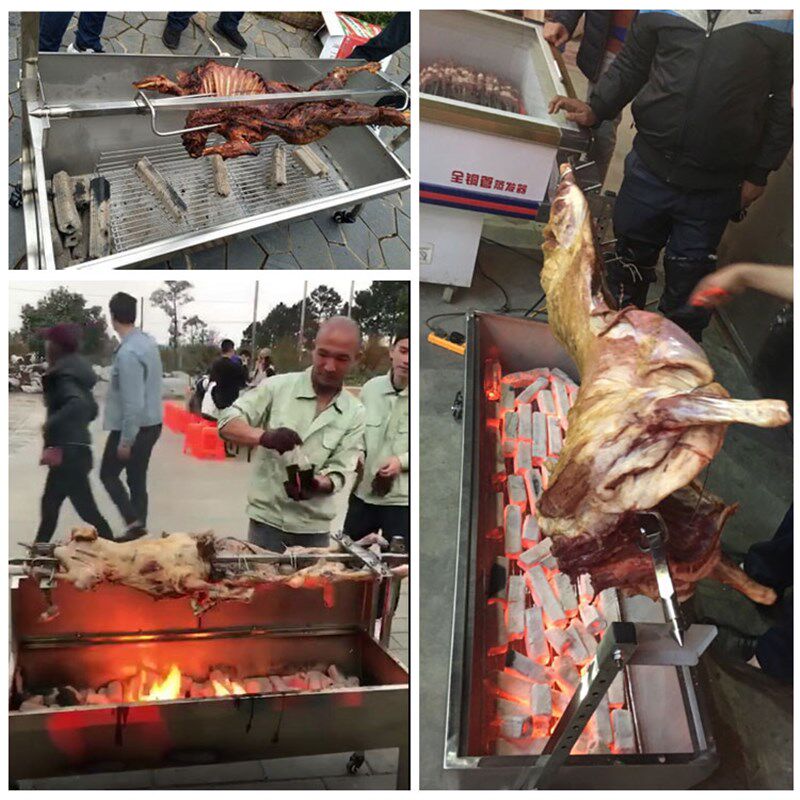 出口烤全羊炉子商用大号不锈钢户外木炭烧烤炉家用自动旋转烤羊架