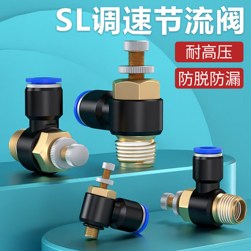 气管快速接头节流阀气动可调气缸管道单向调速阀开关SL8-02/4-M5
