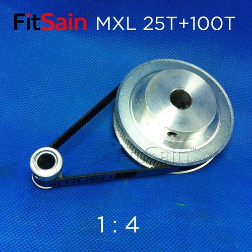 FitSain-MXL带宽10同步轮25齿+100齿1比4步进电机皮带轮齿轮减速