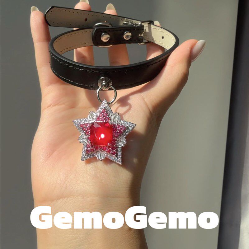 GemoGemo原创宠物项圈猫狗通用红宝石星星宝石项圈小型犬优雅高贵