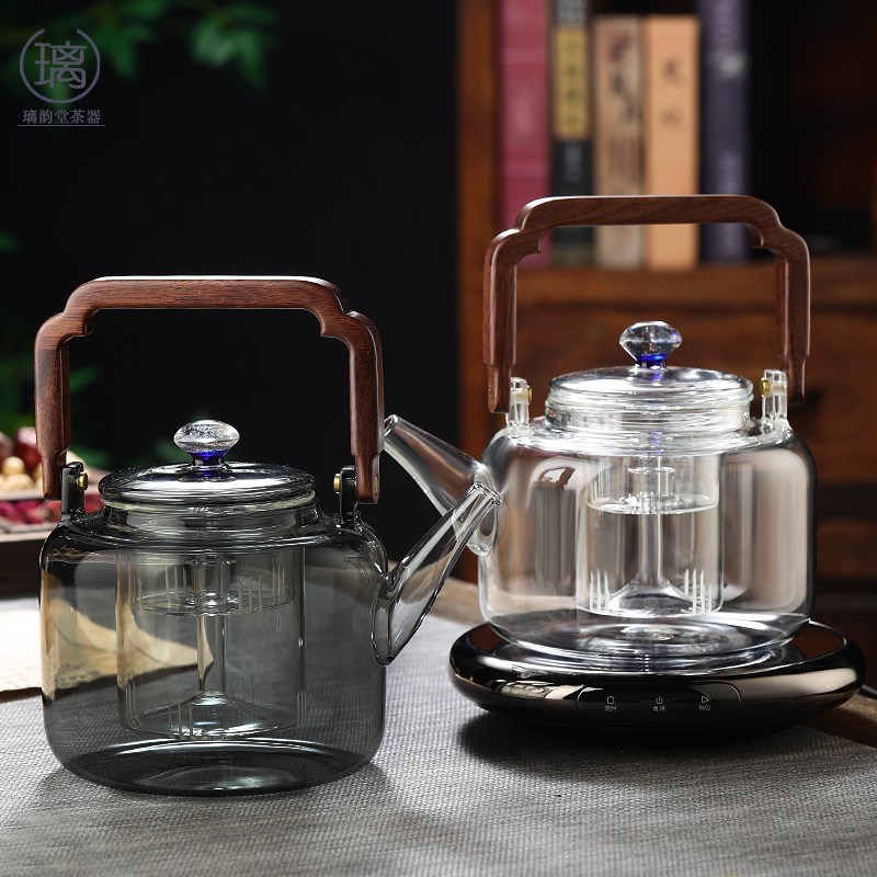 尚物提梁壶茶具玻璃蒸煮茶壶耐高温烧水泡茶家用电陶炉围炉煮茶器