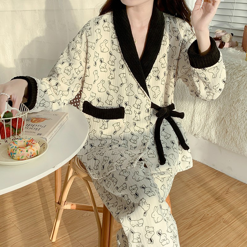 春秋季孕妇睡衣大码200斤月子服秋冬款空气棉产后哺乳喂奶居家服