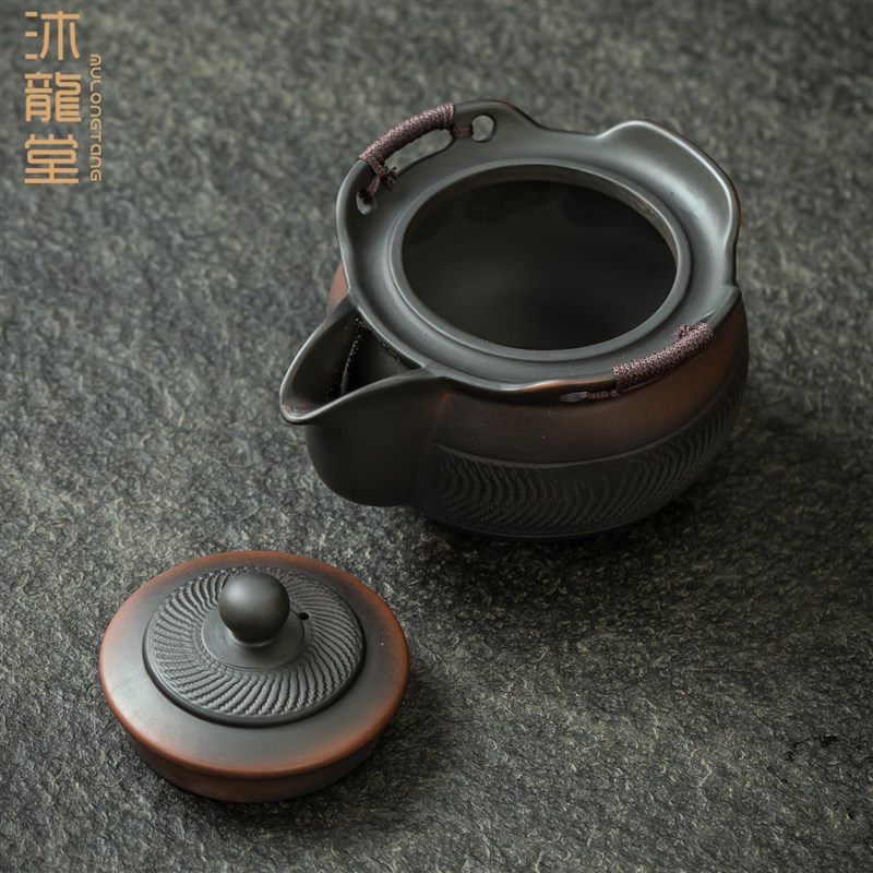 紫陶茶壶家用防烫手抓壶陶瓷单壶复古手工大号泡茶壶高档快客杯