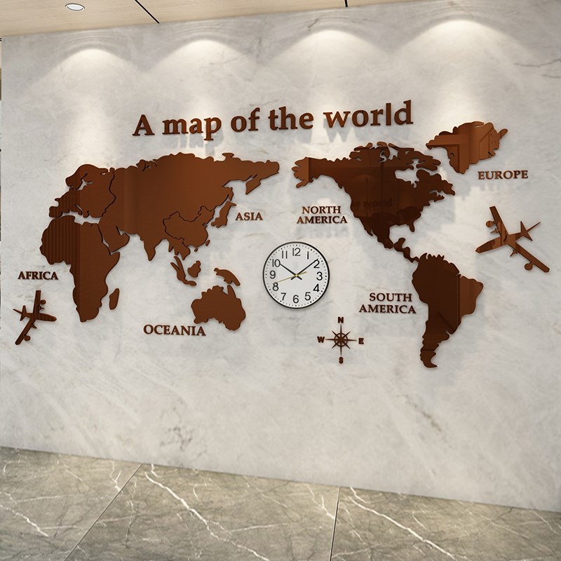 世界地图3d立体墙贴旅行社办公室墙面装饰企业文化公司会议室氛围