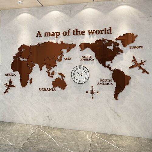 世界地图3d立体墙贴旅行社办公室墙面装饰企业文化公司会议室氛围