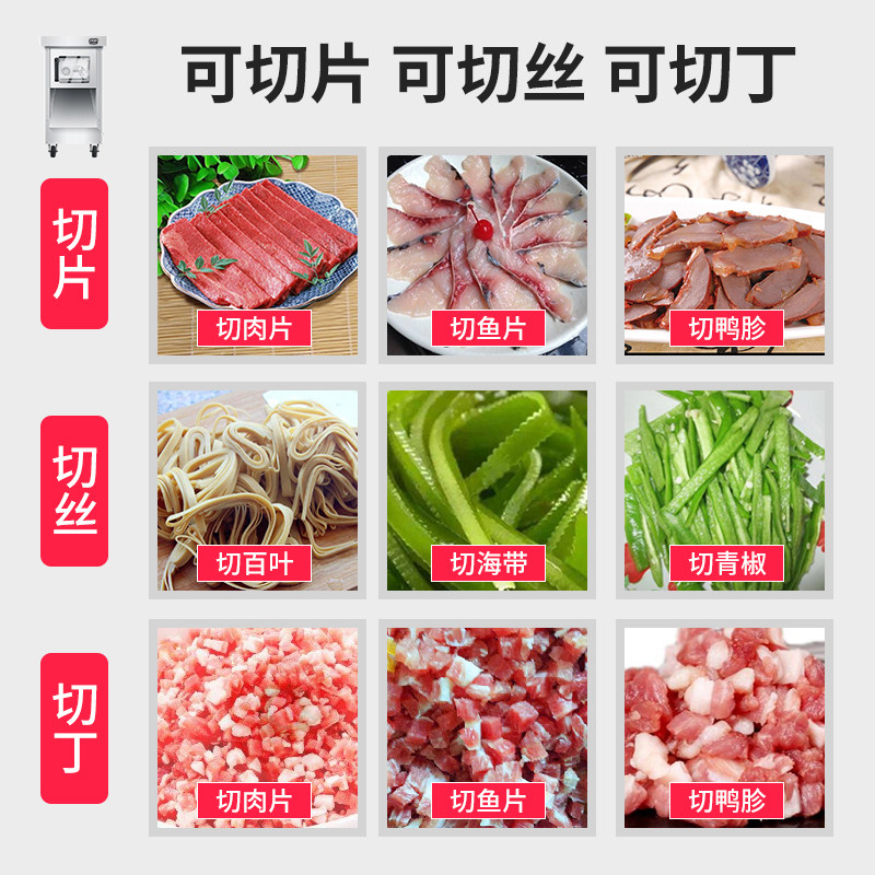 科威切肉机商用电动多功能切块切肉片肉丝切丁大功率不锈钢切菜机