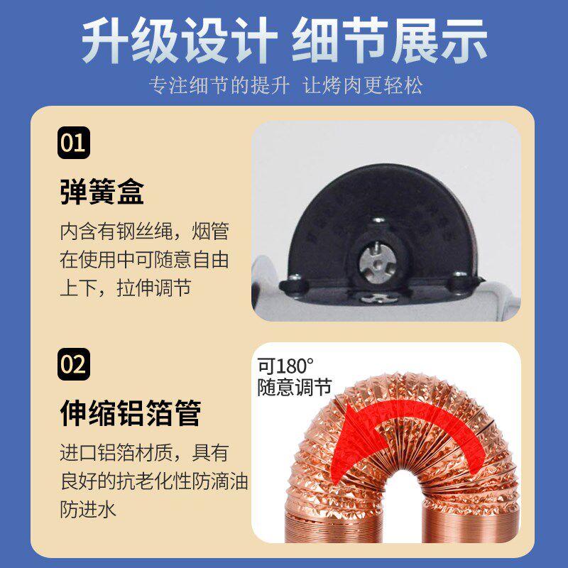 排烟管火锅店排风伸缩抽烟机烧烤设备排烟管吸烟罩烤肉排烟风机