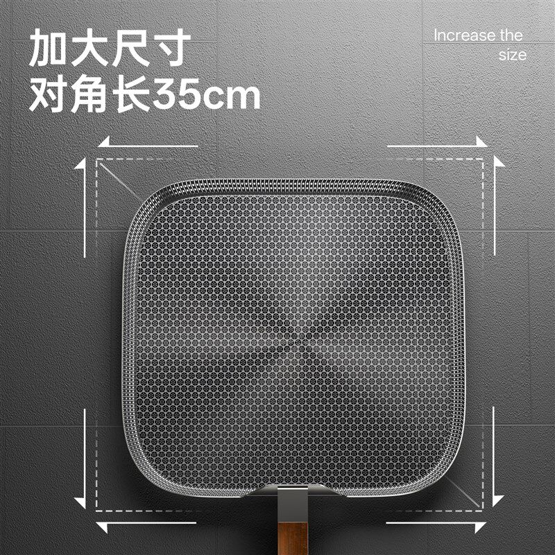 不锈钢煎锅304无涂层家用方形牛排煎盘不沾锅煎饼千层平底锅