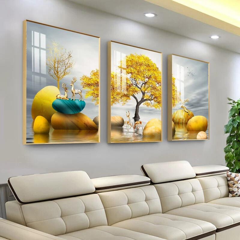 轻奢客厅装饰画三联现代简约大气沙发背景墙挂画餐厅画卧室墙壁画