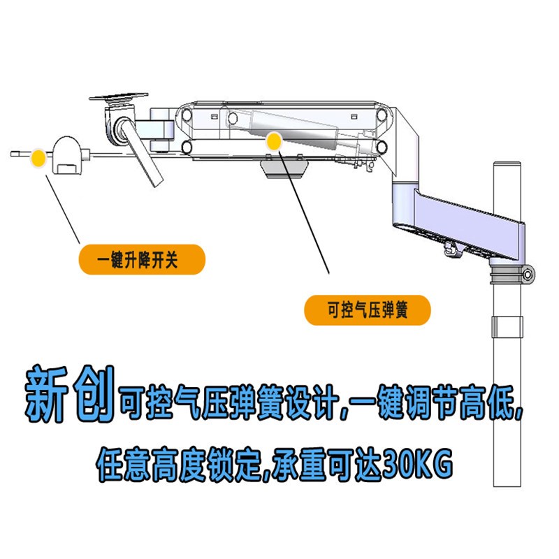 可移动升降折叠电脑桌家用卧室床边床上桌一体显示器机械臂支架桌
